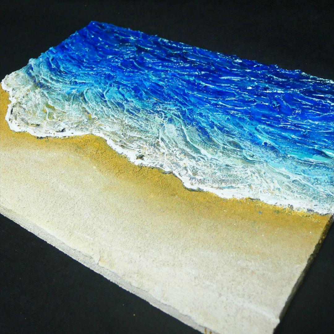 油絵 油彩 油彩画 絵 絵画 【波と砂浜】