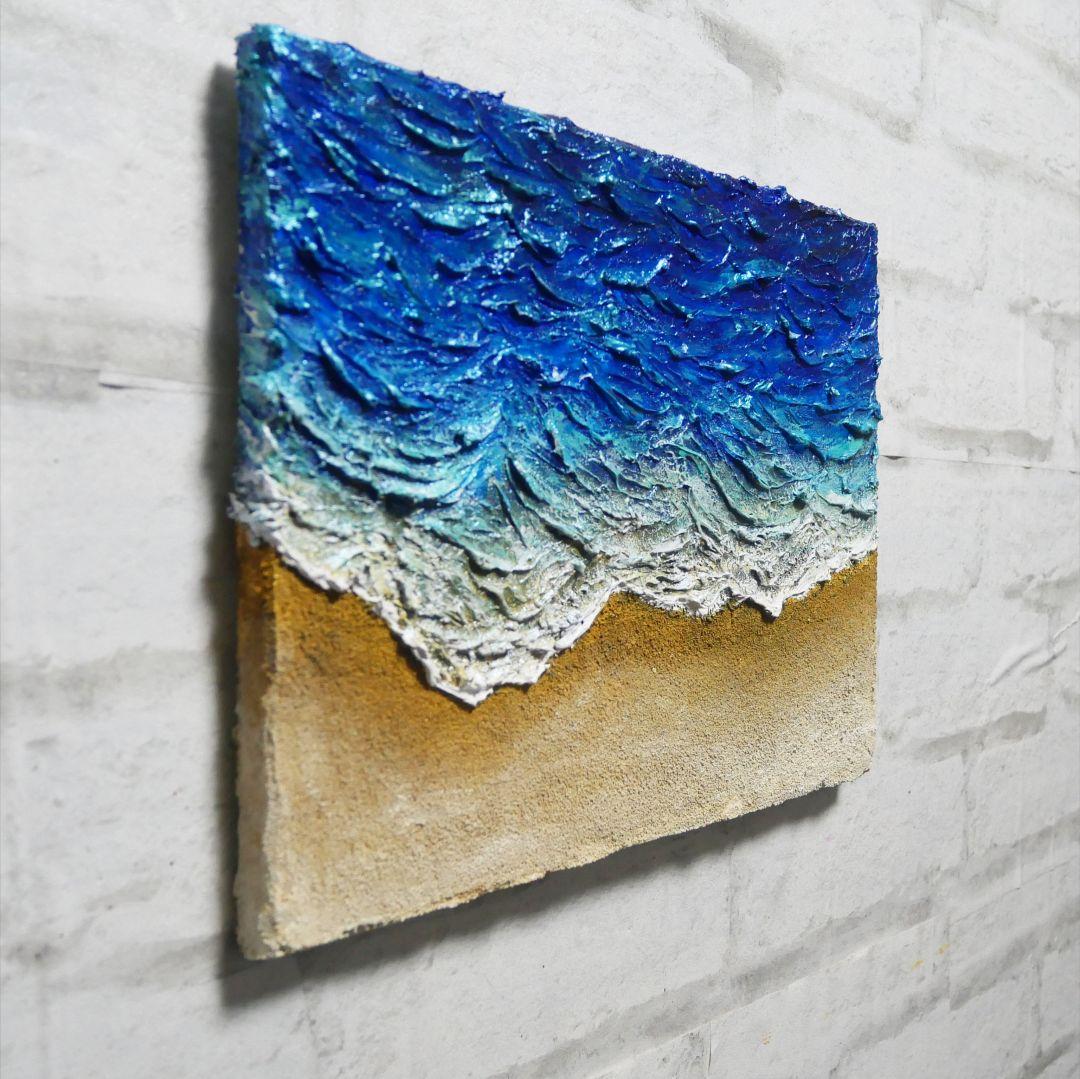 油絵 油彩 油彩画 絵 絵画 【波と砂浜】