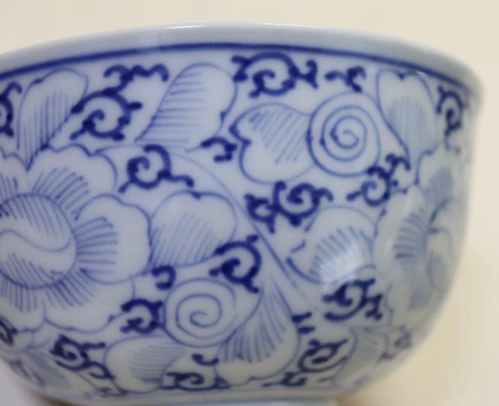 中国　染付お碗　宣徳年製銘　アンティーク　送料込み0819