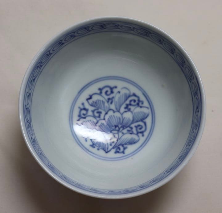 中国　染付お碗　宣徳年製銘　アンティーク　送料込み0819