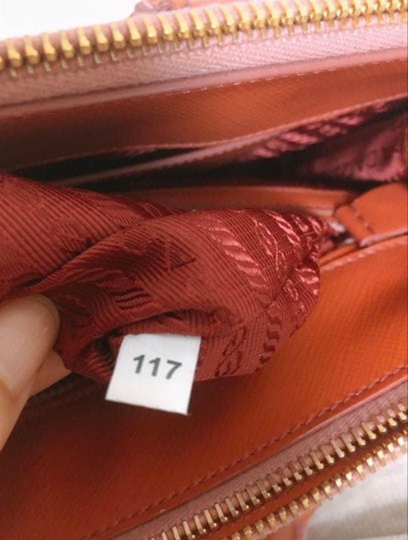 プラダ　サフィアーノ　ガレリア　パテントレザー　オレンジ　2way ショルダー