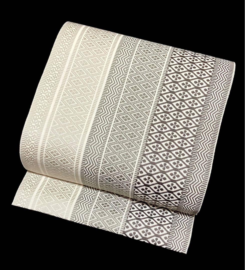 八寸名古屋帯 開き仕立て 正絹 縦縞 未使用 イ6523