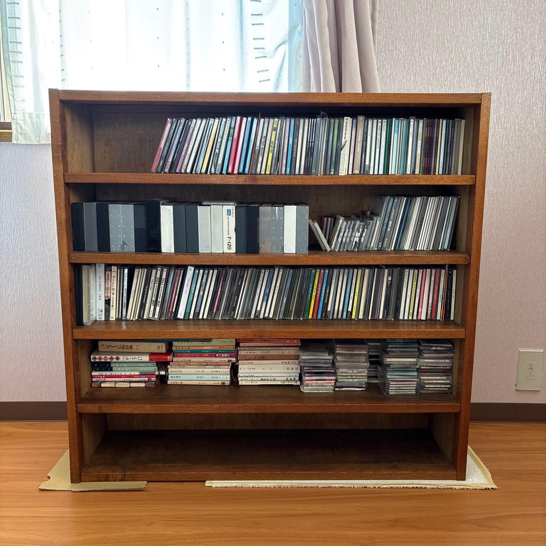 リユース　木製 5段 CD DVDラック ブラウン 棚　ハンドメイド