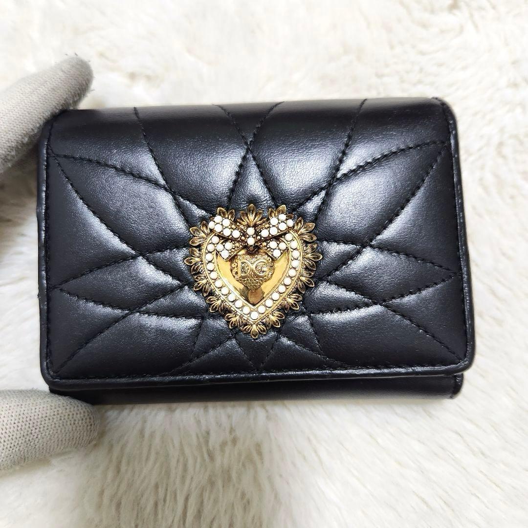 ✨極美品　人気✨ドルガバ　三つ折り　ディボーション　ブラック　レザー　金具