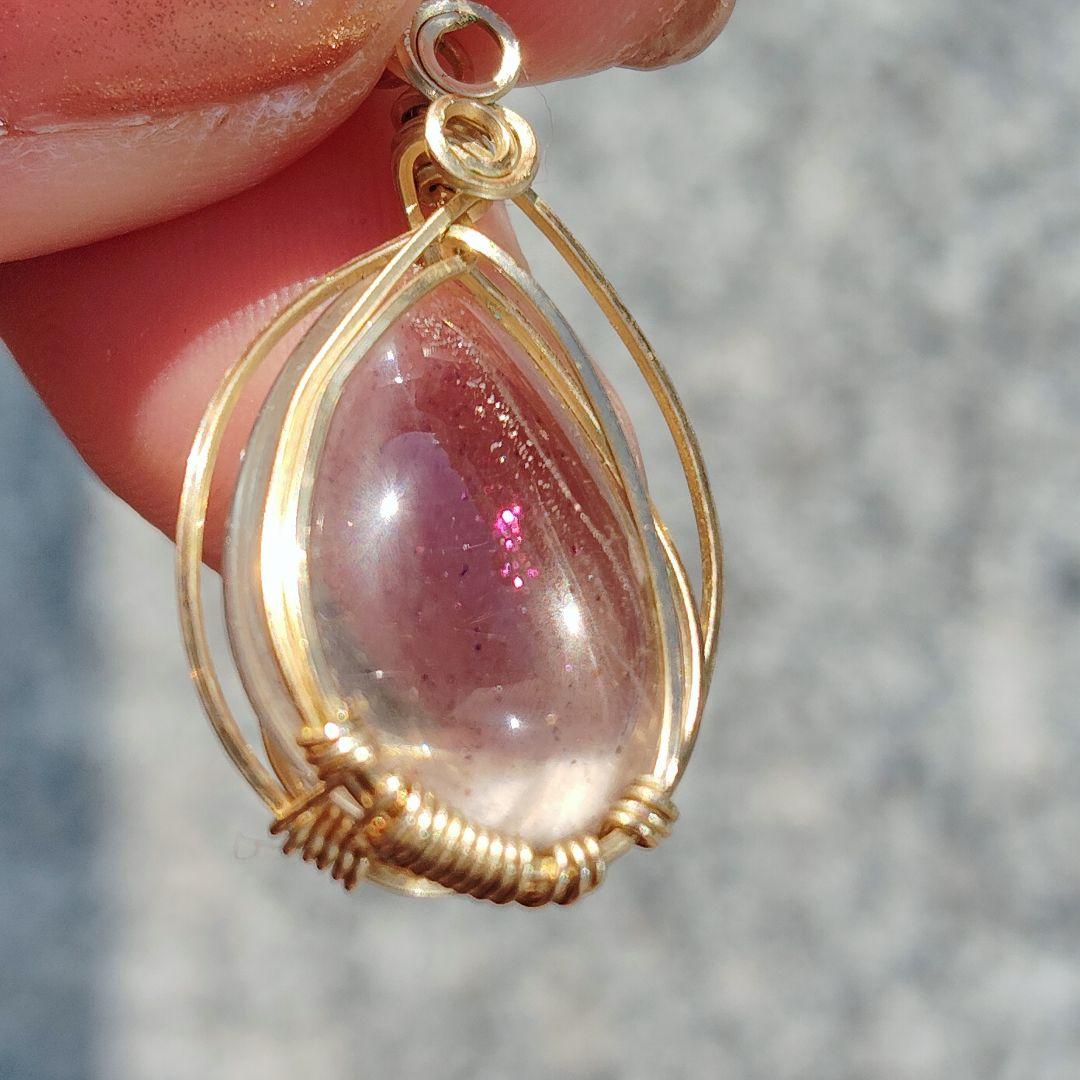 ティンカーベルクォーツ✨ピンクファイヤークォーツ✨ペンダントトップ 幻の水晶✨