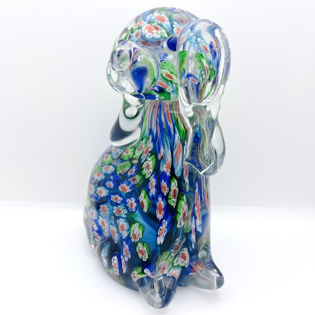 【入手困難】ミルフィオリ アートガラス 犬 置物 ヴェネチアン風 オブジェ