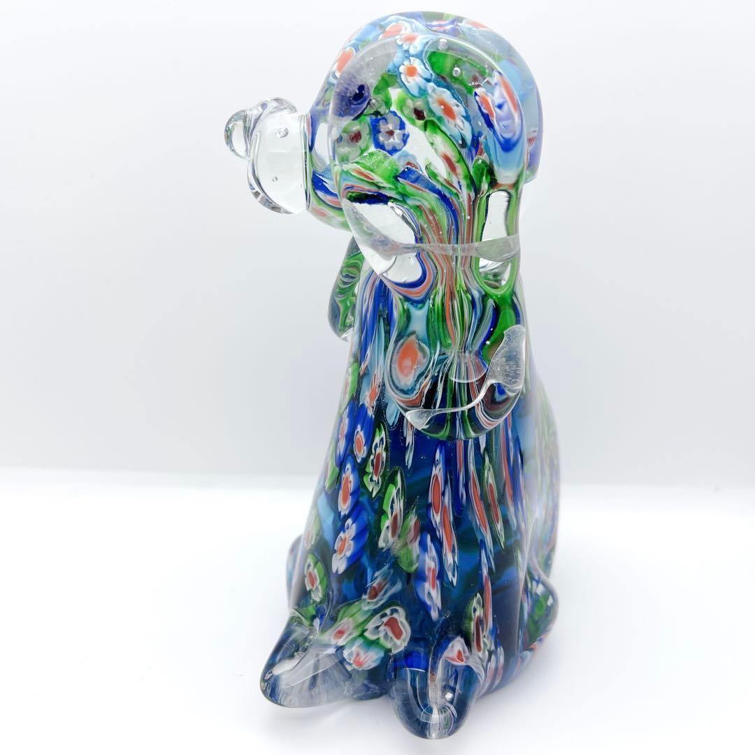 【入手困難】ミルフィオリ アートガラス 犬 置物 ヴェネチアン風 オブジェ