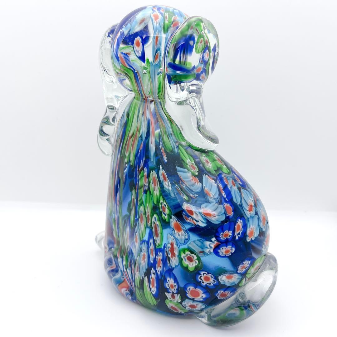 【入手困難】ミルフィオリ アートガラス 犬 置物 ヴェネチアン風 オブジェ