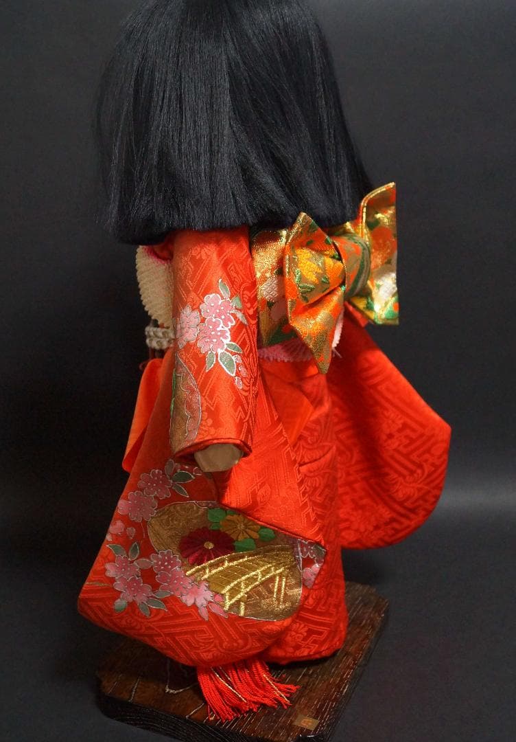 京都 市松人形(尺二)頭師「熊倉聖祥」京人形司「洛齊」作 美品正絹刺繍着物帯美人