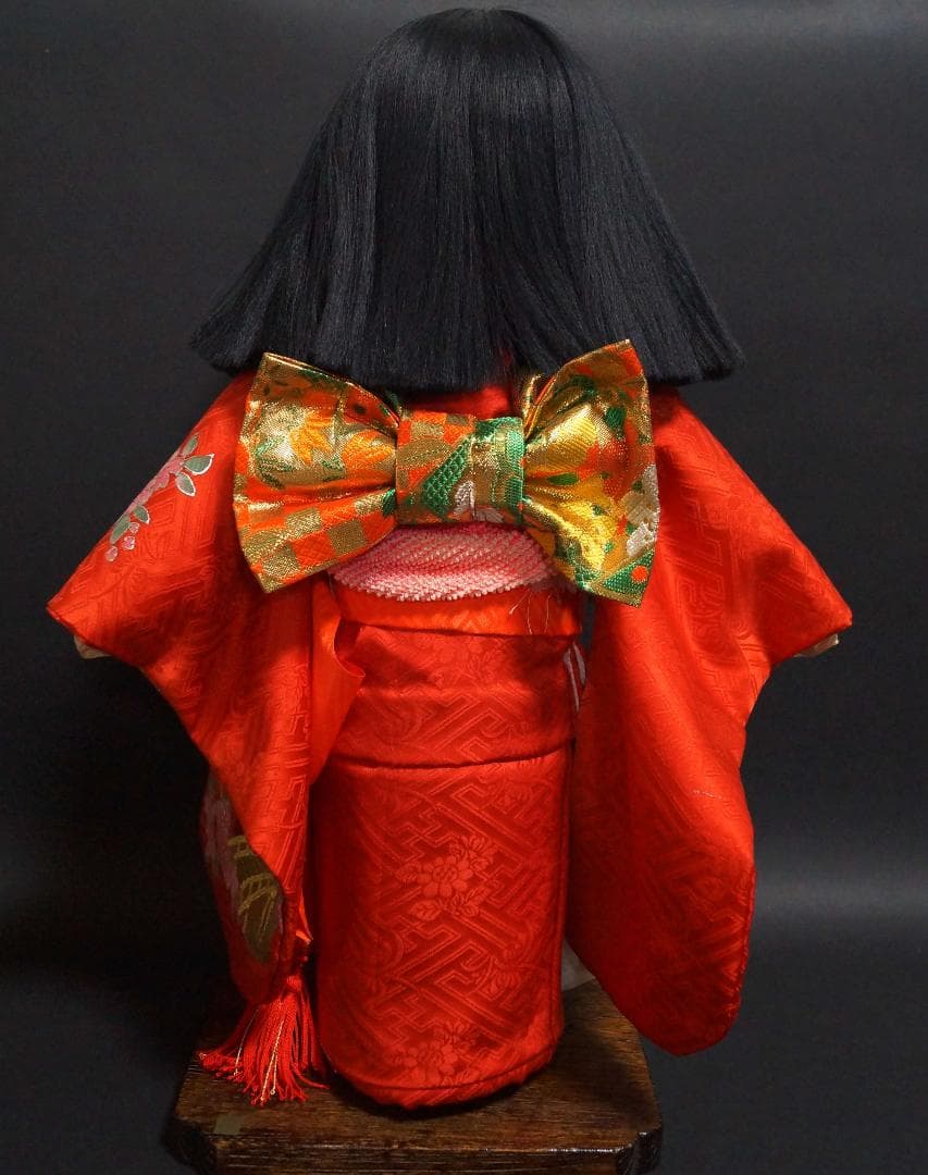 京都 市松人形(尺二)頭師「熊倉聖祥」京人形司「洛齊」作 美品正絹刺繍着物帯美人