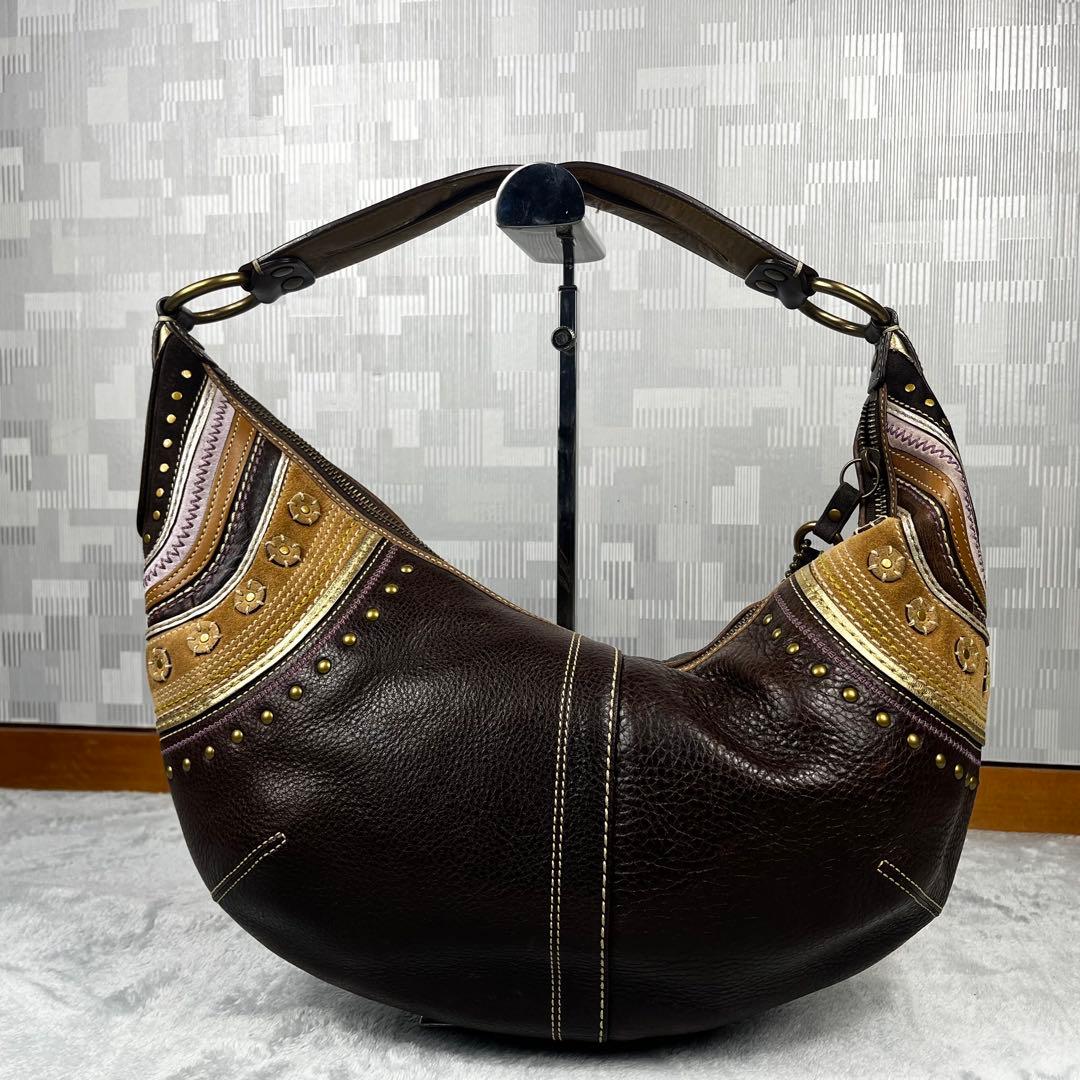 バッグ Coach Hobo Shoulder Bag Brown Leather