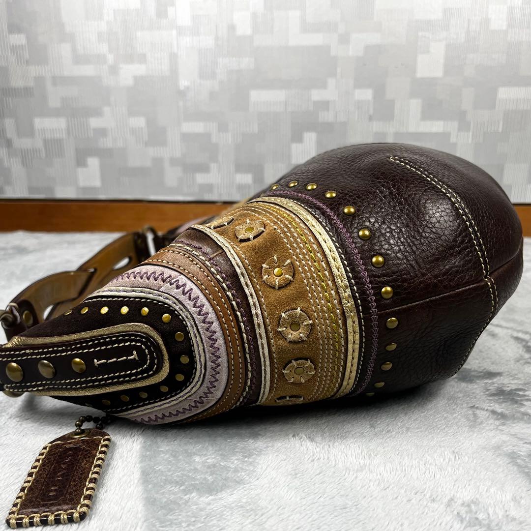 バッグ Coach Hobo Shoulder Bag Brown Leather