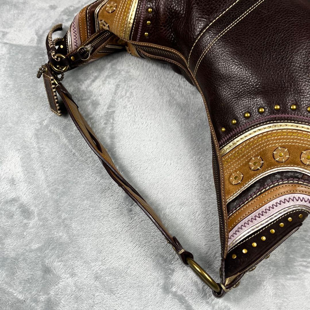 バッグ Coach Hobo Shoulder Bag Brown Leather