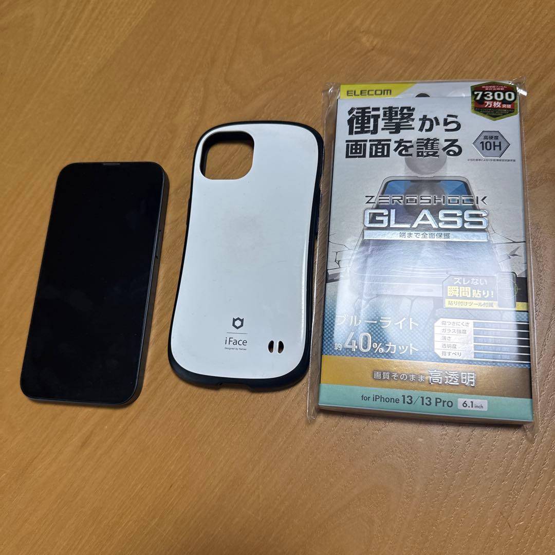 iPhone13本体ミッドナイト128GB美品(ケース、新品フィルム付)