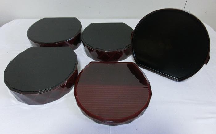 ☆昭和初期☆戦前☆本堅地☆ダイヤ側半月幕の内☆三段重☆重箱☆漆器☆漆芸☆