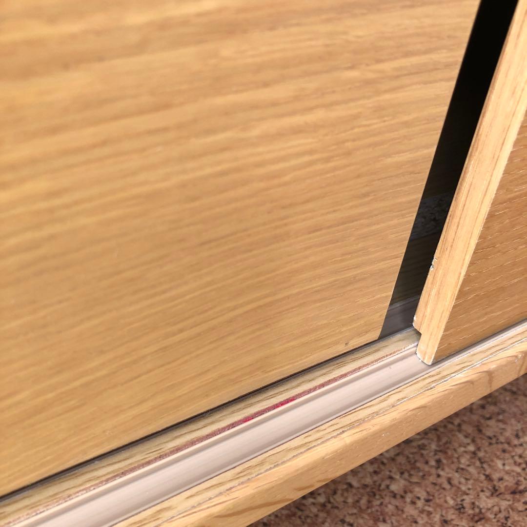 無印良品 オーク材 ＡＶラック 薄型 （引戸）150cm【廃盤品】