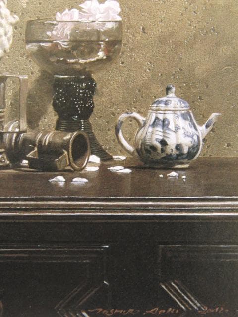 青木敏郎、【桜・楽譜・小さな焼物】、希少な額装用画集画、新品高級額 額装付