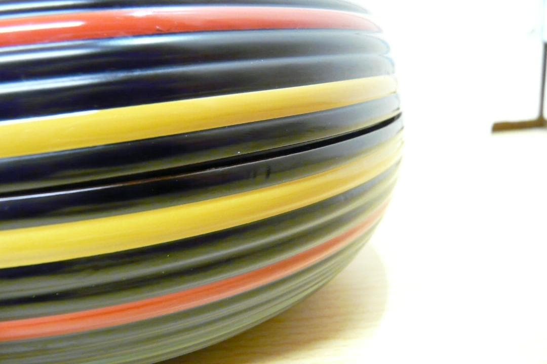 加賀塗師 金城萬茂 造 五彩 独楽糸目菓子器 喰籠 天然木地／漆塗 本物保証