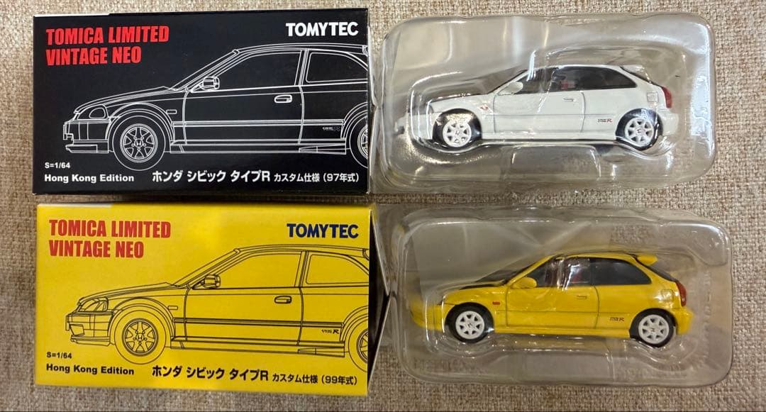 トミカリミテッドヴィンテージ　シビック タイプR 香港エディション 白　黄色