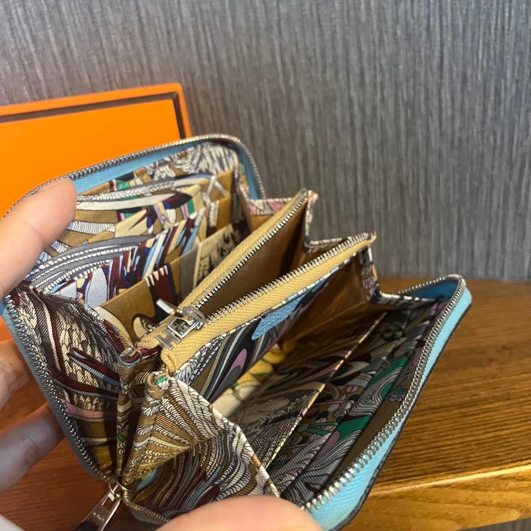 確実正規品HERMES エルメス アザップシルクイン コンパクト 財布 スカーフ