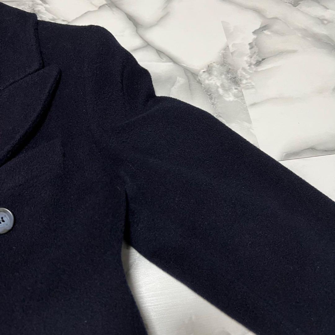 【美品】マックスマーラ　ダブルチェスターコート　ロング　カシミヤ混　ネイビー