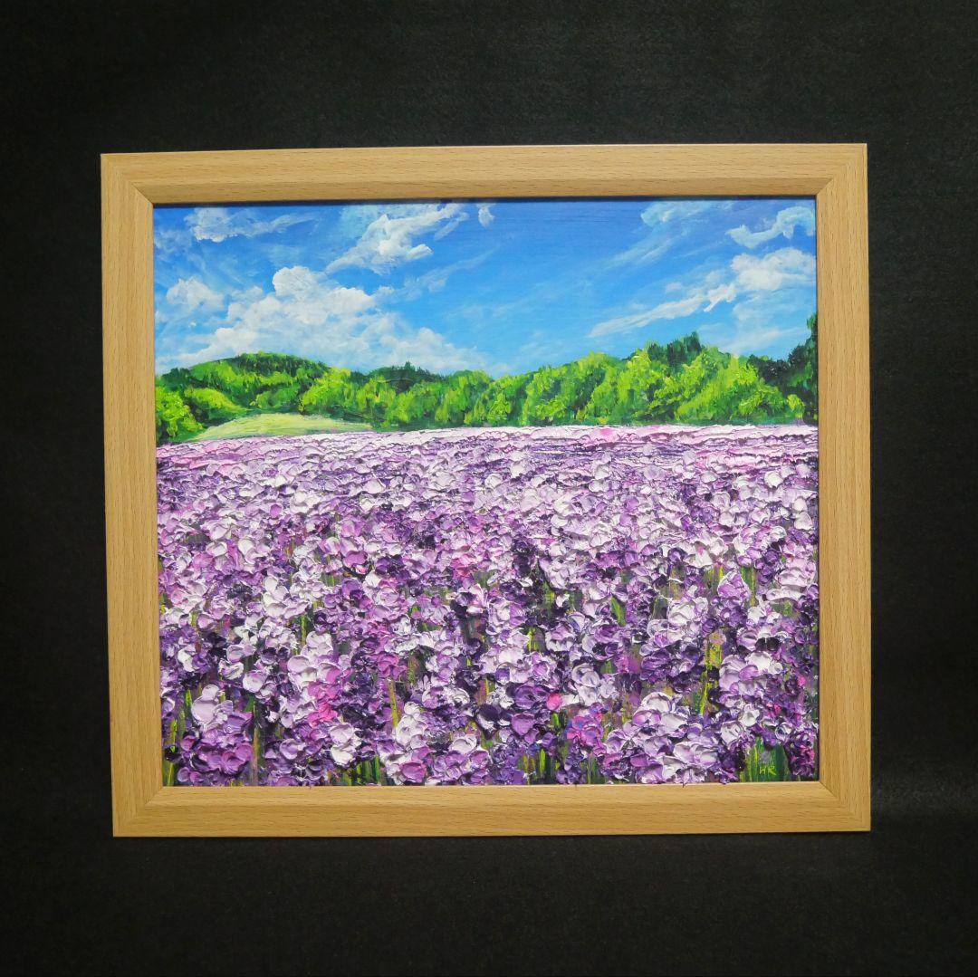油絵 油彩 油彩画 絵 絵画【青空のラベンダー畑】