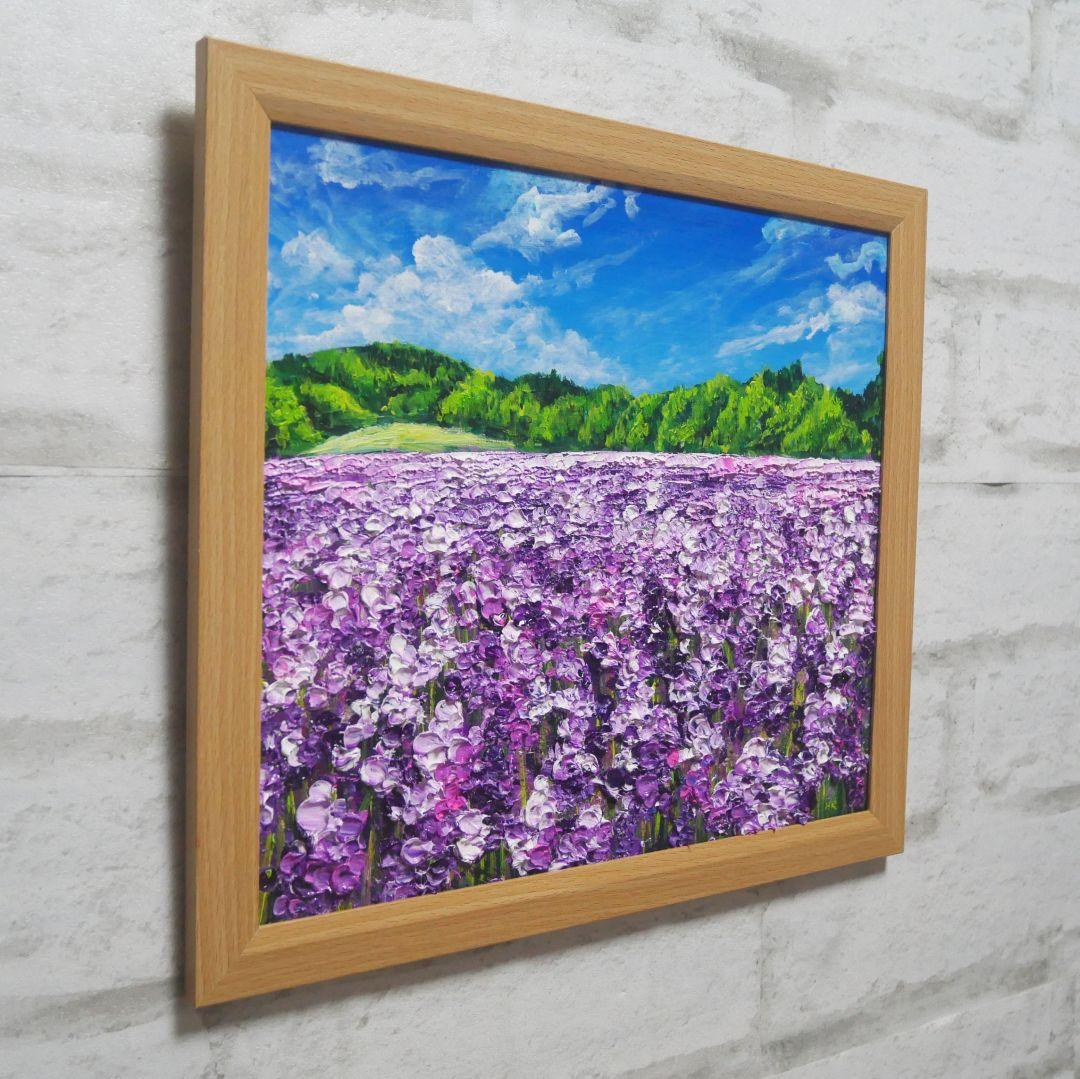 油絵 油彩 油彩画 絵 絵画【青空のラベンダー畑】
