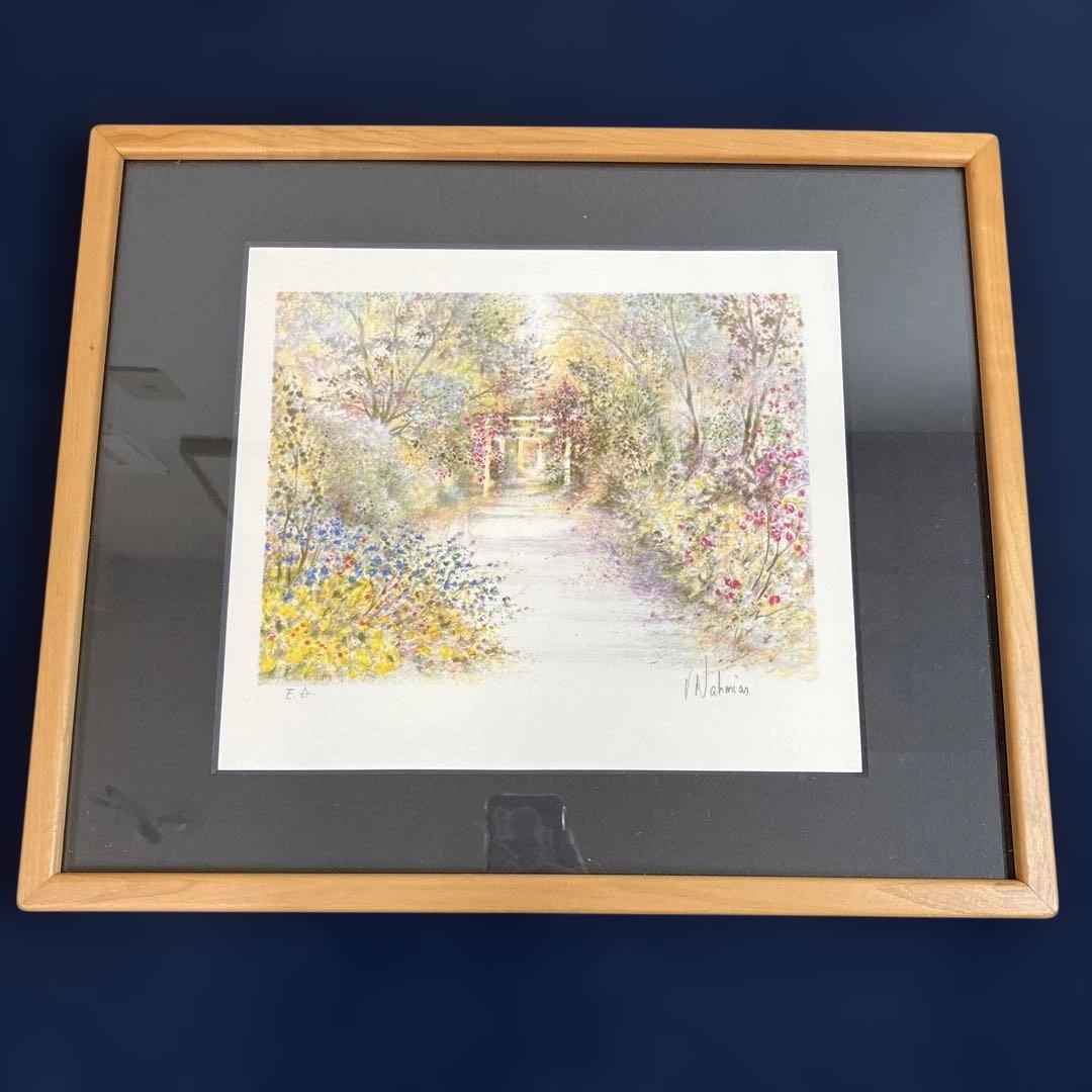 リトグラフ版画　リチャード•ナミアス 「花のある小径」