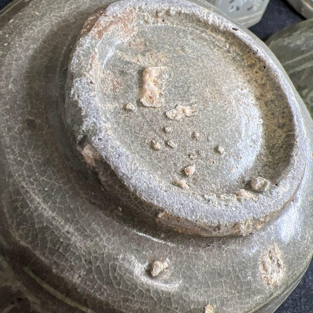 16世紀　高麗青磁　上手白泥象嵌八角鉢4客　幅約11.5㎝東Y7-1224☆2F