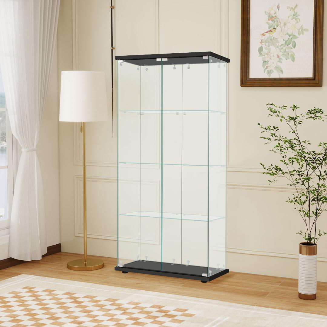 【ブラック】コレクションケース 両扉タイプ 大型 幅80×奥行37×高164cm