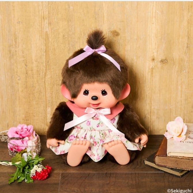 フラワー モンチッチ やわらかL セキグチ レア 花柄ワンピース ぬいぐるみ