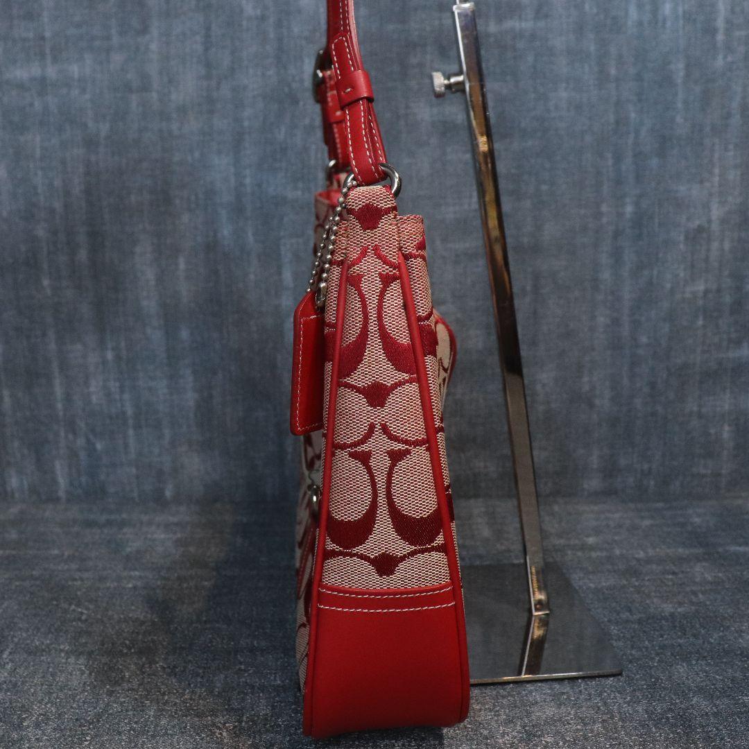 バッグ Coach Signature Soft Clip Hobo Bag Red