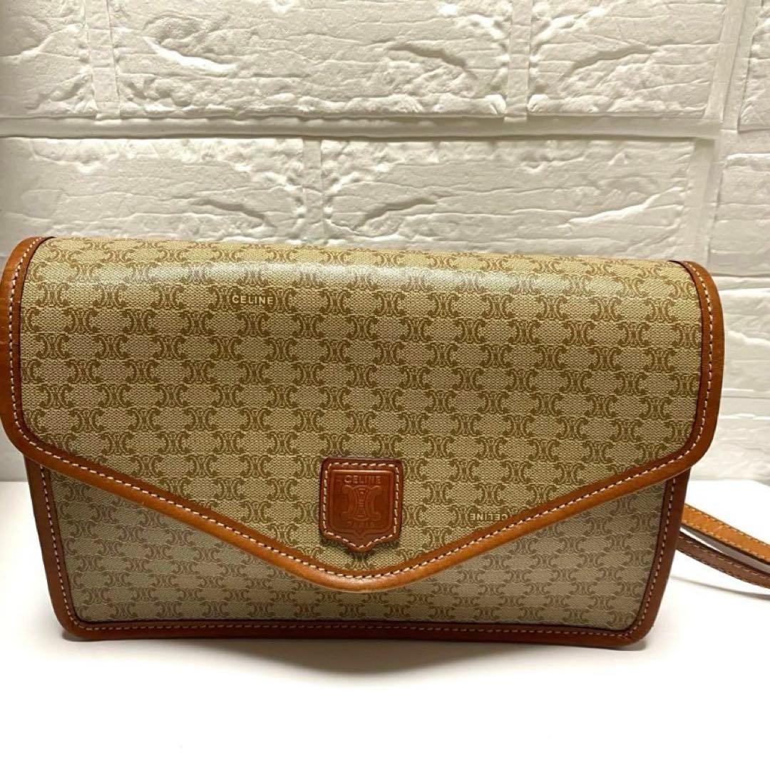 【美品✨】CELINEセリーヌ ショルダーバッグ マカダム柄 ブラウントリオンフ