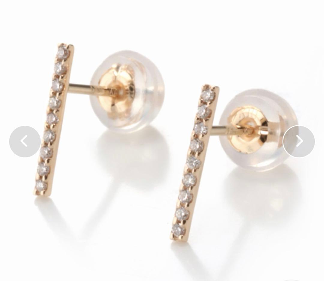 Lilas リラ ダイヤ10mmバーピアス K10