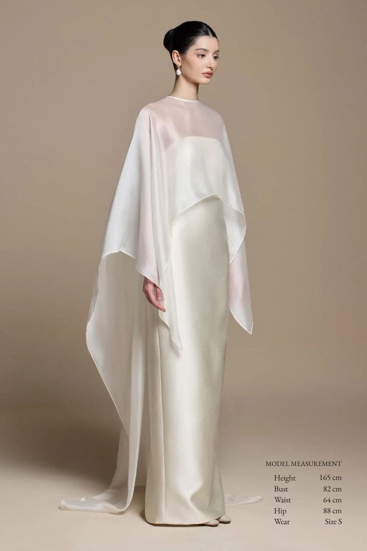 HUONG アイボリーシフォンロングドレス