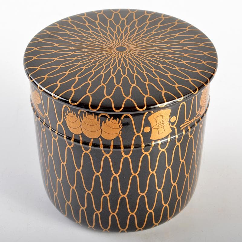 茶道具　山中塗　塗師　辻石斎造　網目宝尽蒔絵　金輪寺　棗　共布共箱　YR6861