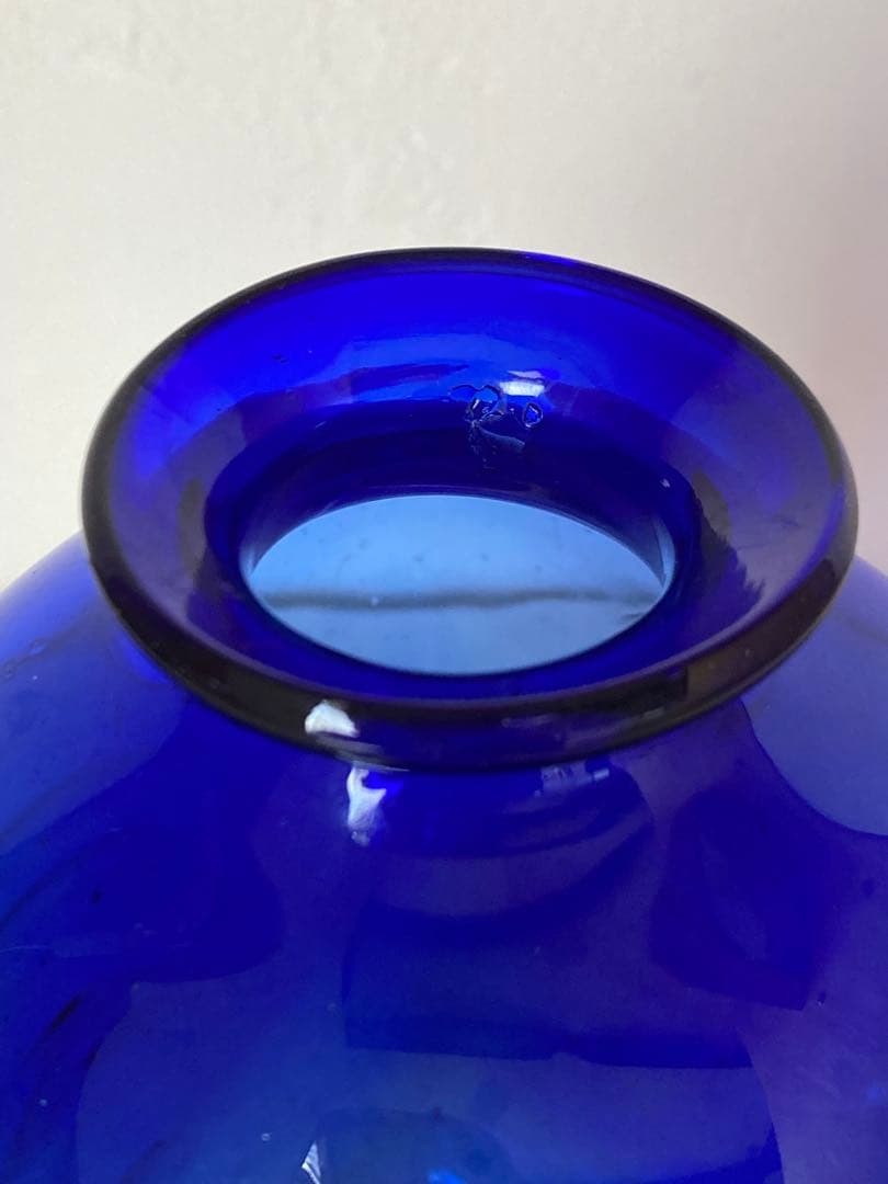 倉敷ガラス 小谷真三　花瓶　小谷ブルー　ビンテージ