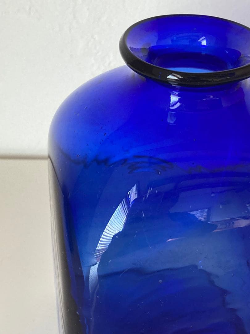 倉敷ガラス 小谷真三　花瓶　小谷ブルー　ビンテージ