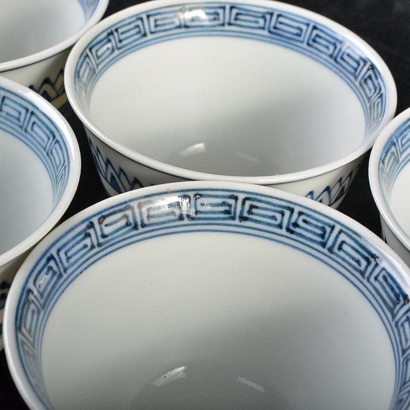 京焼　清水焼　平安　瑞泉造　青華　煎茶碗　五客　星悠丈書付箱　V　R7293