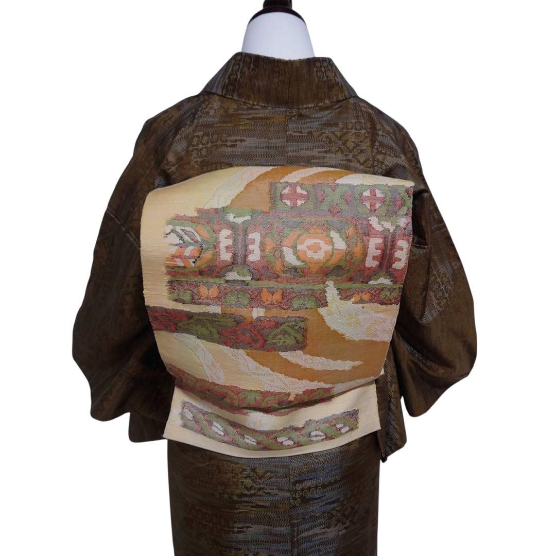 未使用近い　美品　袷　正絹　大島紬　小紋　フルセット