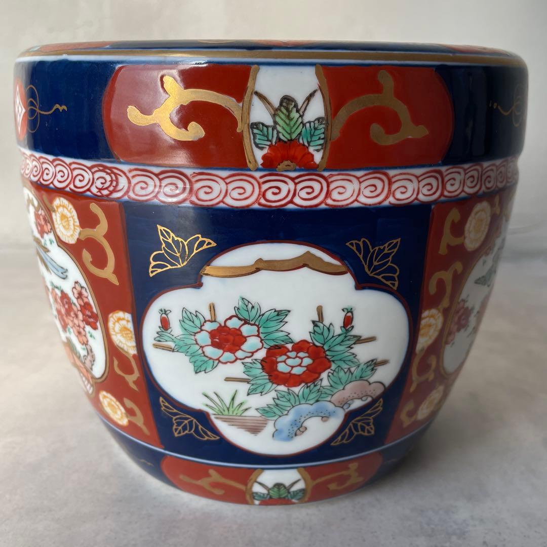 有田焼 伊万里 金彩錦 陶器製火鉢 秀峰 6寸 和風 花鳥 手炙り