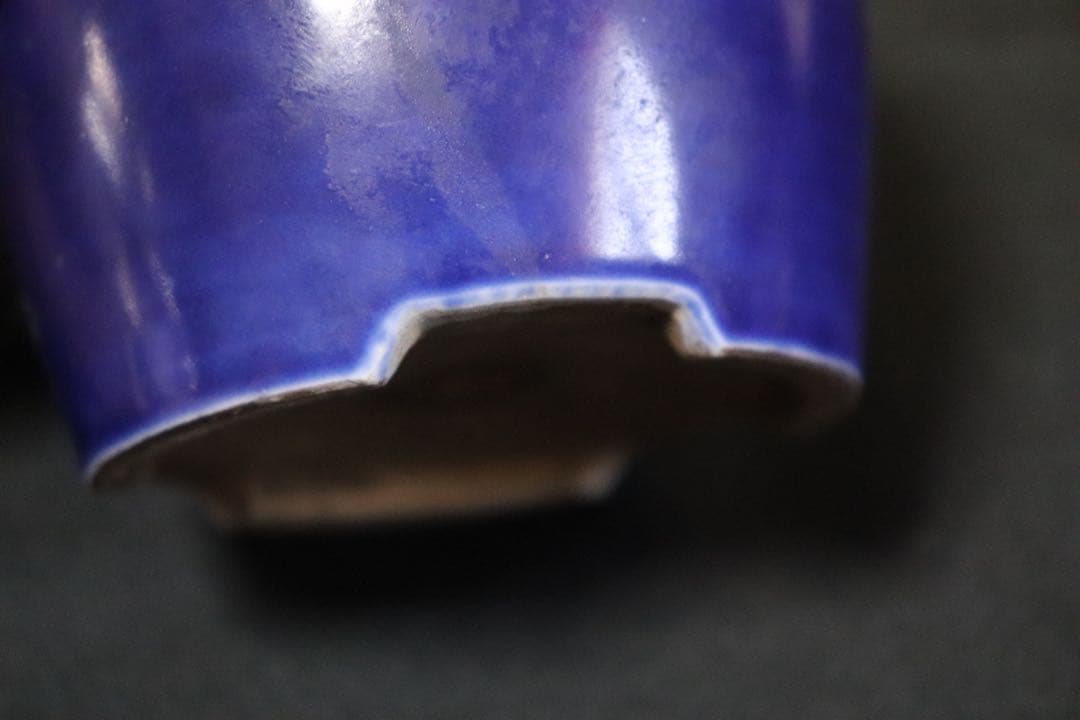 時代　藍釉ミニ盆栽鉢　送料込み0727