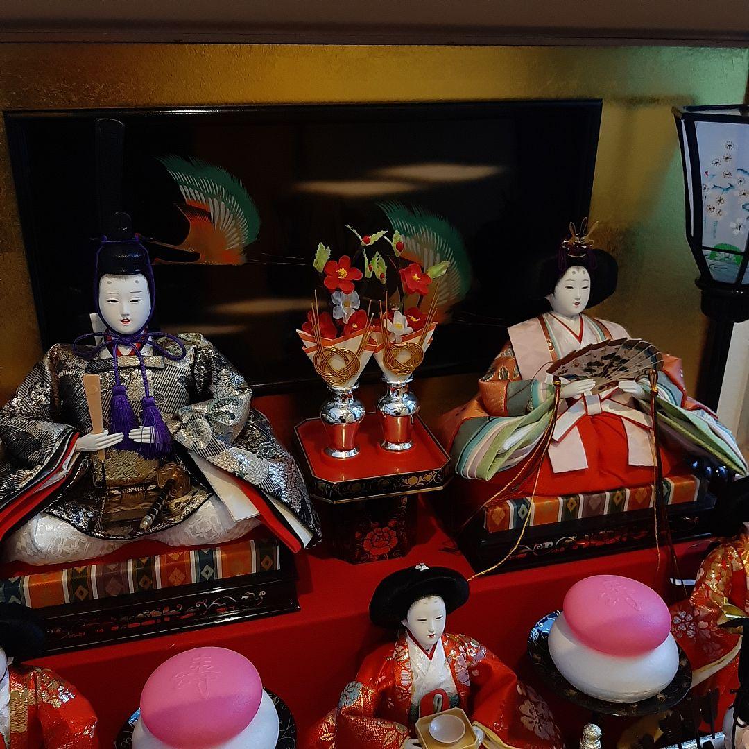 雛人形セット ガラスケース付き　三段飾り　七人飾り　お雛様　平安清玉作