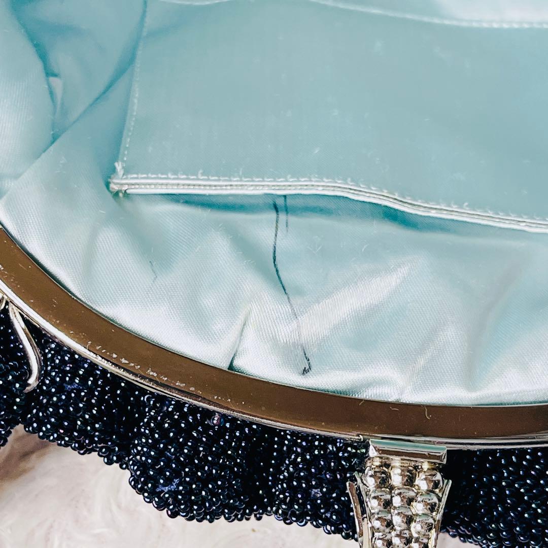 ビーズバッグ 花柄 フラワー ギャザー ハンドバッグ ヴィンテージ レトロ