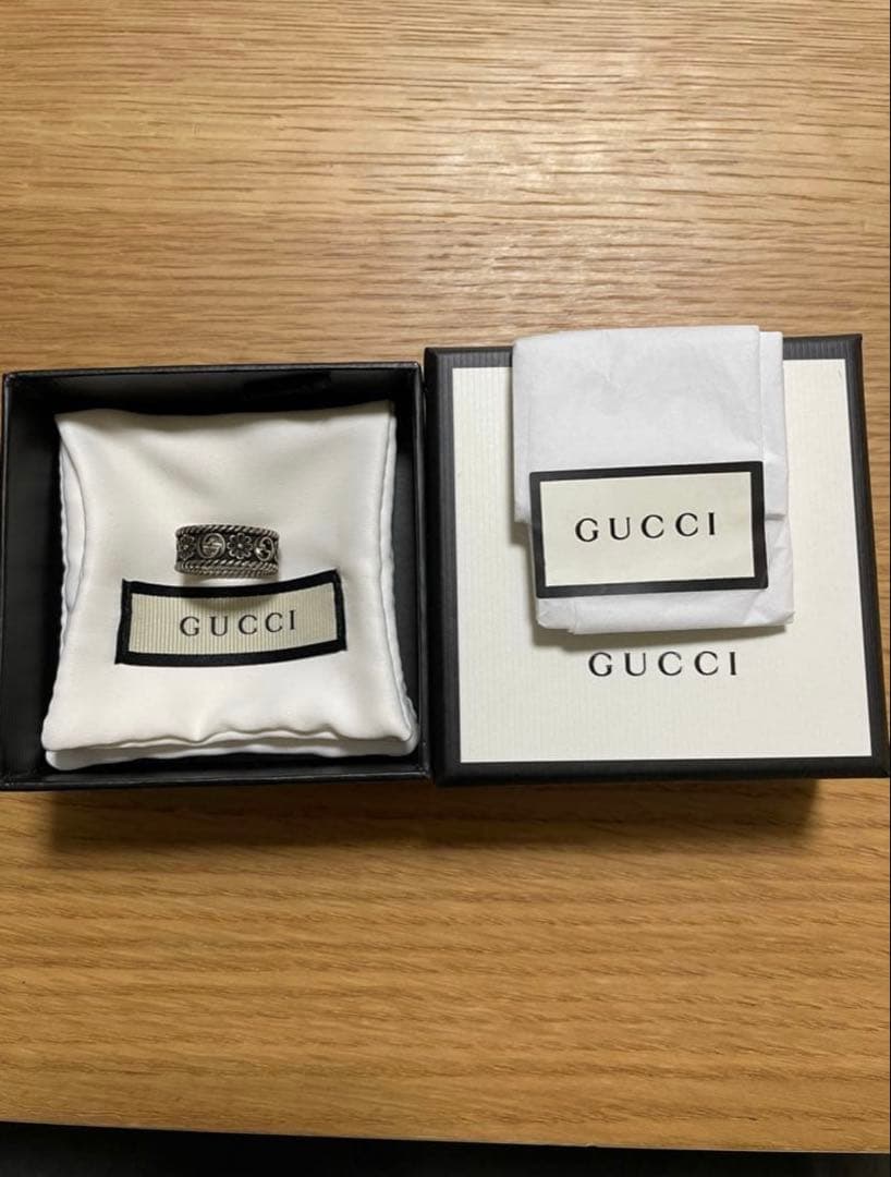 GUCCI グッチ インターロッキング リング フラワー シルバー 14号