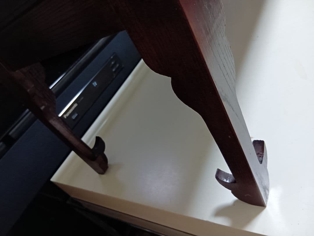 希少　明治期　欅　一枚板　組木細工　削り出し　文机　長尺机　錨脚