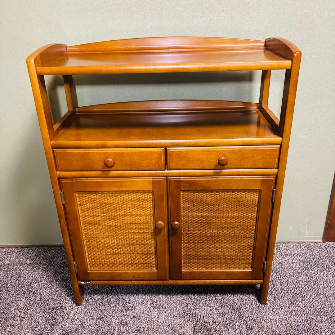 オールドカリモク　電話台　FAX台　キャビネット　昭和レトロ