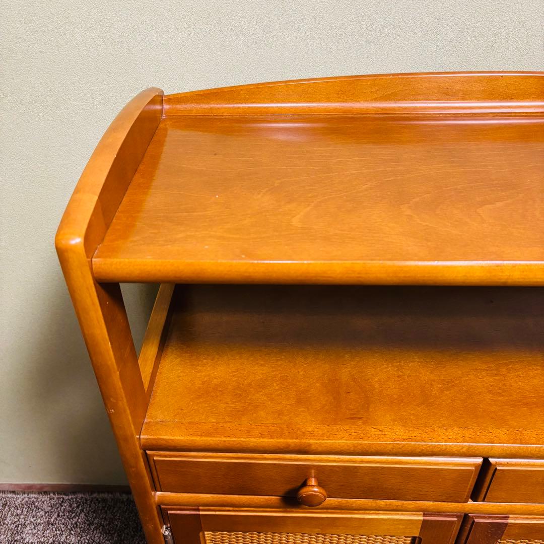 オールドカリモク　電話台　FAX台　キャビネット　昭和レトロ