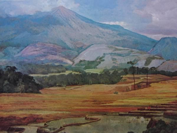 DULLAH（ドラウ）、ラウ山（中部ジャワ）、希少画集画、新品額装付