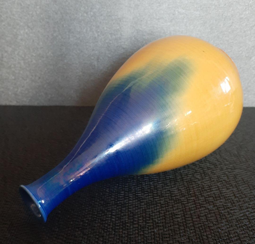 日展作家　九谷焼　名工　【中村雅彦】造　彩釉　花入れ　共箱　共布　茶道具　茶器